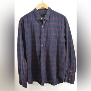 Bonobos Flannel Shirt Mens XXL Standard Fit Blue Plaid Button Down Casual
